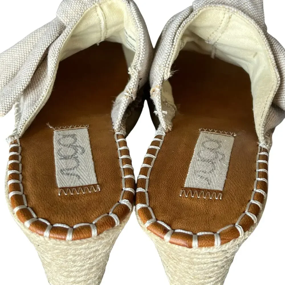 Sugar Hundreds‎ Wedge Sandal 11 Beige Linen Slip On Bow Espadrille Coconut Girl